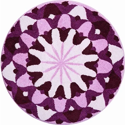 Afbeelding van Grund Badmat, Ultrazacht en absorberend, Antislip, 5 jaar garantie, WISSEN, Mandala 80 cm rond, Purper