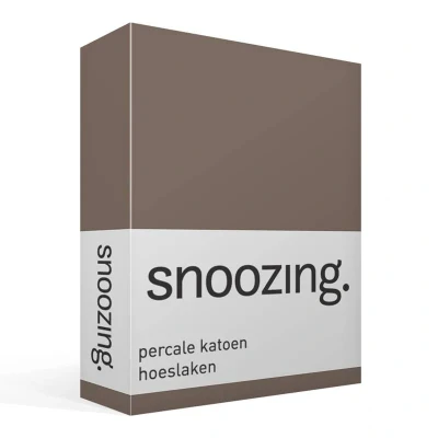 Afbeelding van Snoozing Hoeslaken Tweepersoons 140x200 cm Percale katoen Bruin