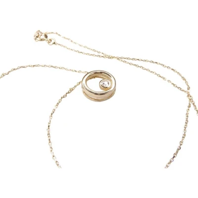 Afbeelding van Geel gouden ketting met cirkel hanger