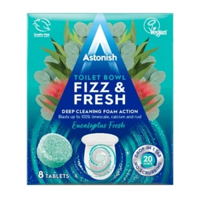 Afbeelding van Astonish Schuimende Eucalyptus Fresh Fizz &amp; Badkamer Toilet Bowl Cleaner Diepe reiniging Kalkaanslag, Calcium Roestvlekkenverwijderaar Geen Spuitfles nodig, Verwijdert moeilijk bereikbare