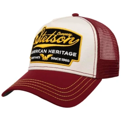 Afbeelding van Stetson American Heritage Trucker Pet Small Kinderen/Heren mesh cap baseballpet snapback met klep voor Zomer/Winter One Size bordeaux