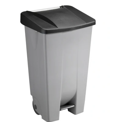 Afbeelding van Sunware Basic vuilnisbak 120 liter 42,5x51x87,5cm met wielen/voetpedaal/handvat grijs/zwart