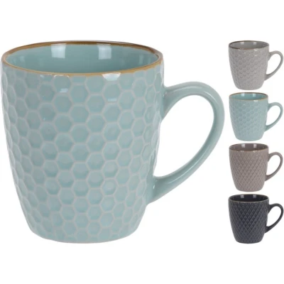 Afbeelding van Set van 4x stuks luxe gekleurde stoneware bekers/koffiekopjes 300 ml Kopjes/koffiebekers