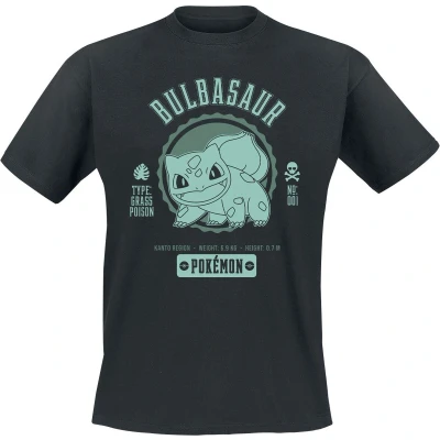 Afbeelding van Henry Tiger POKÉMON Collegiate Bulbasaur Tshirt print, Heren, Maat: Small, Black