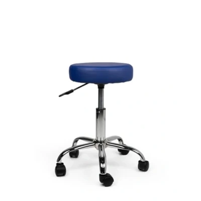 Afbeelding van tabouret Blauw Laag Zithoogte 40/58cm kruk op wielen krukje werkkruk zadelkruk bureaukruk kapperskruk verstelbaar draaikruk met rugleuning tot 160kg