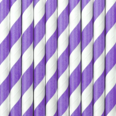Afbeelding van Partydeco Rietjes Stripes Wit/Lavendel (10 stuks)