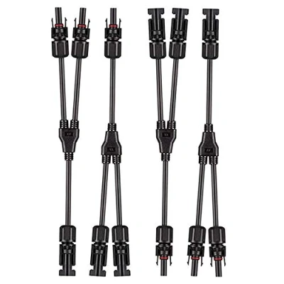 Afbeelding van Aiqeer 2 Paar Zonnepaneel Kabel Connector, Zonne Fotovoltaïsche Connector Y Aftakconnector MFF/FMM (Zwart)