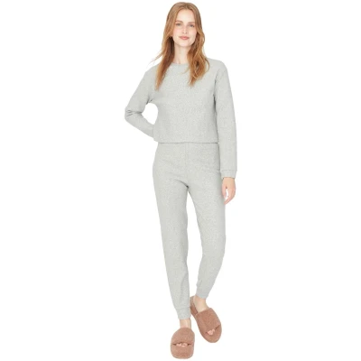 Afbeelding van Trendyol Grijze Zachte Geribbelde Gebreide Pyjamaset Thmaw21Pt0696