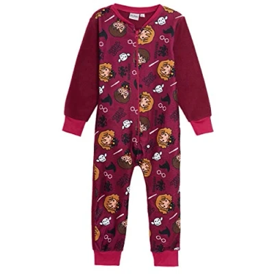 Afbeelding van Harry Potter, Eendelig slaappak voor jongens of meisjes, all in one pyjama kinderen, bordeauxrood, leeftijd 5 13 jaar, wijnrood, 9 10 Jaar
