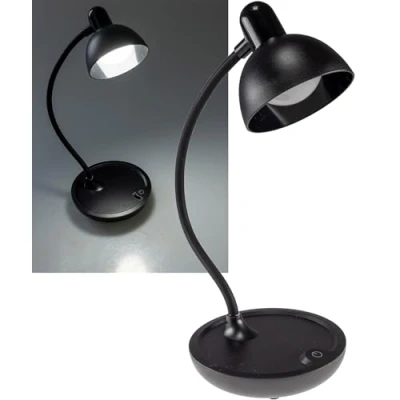 Afbeelding van Tafellamp 3x AA batterij 25cm zwanenhals dimbaar LED leeslamp licht warm wit 3000k zwart
