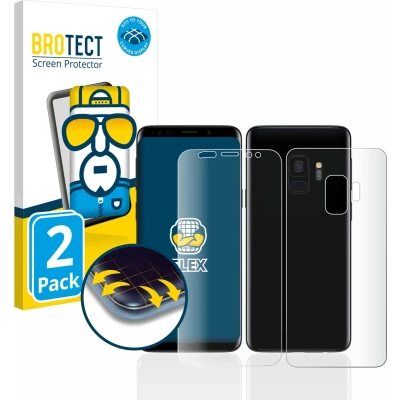 Afbeelding van BROTECT Screenprotector voor Samsung Galaxy S9 (Voor+Achter) Folie Beschermfolie transparant volledig dekking (2 Stuks)