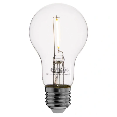 Afbeelding van Led filament E27 bulb lamp 1 Watt, warm wit licht (2700K), dimbaar tot 0%, 80 lumen Ø60mm