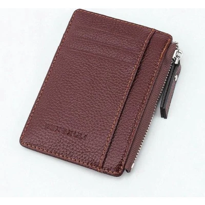 Afbeelding van Leren Portemonnee I Pasjeshouder Met Rits Creditcardhouder Mini Wallet Kunstleer 7 Pasjes Bruin