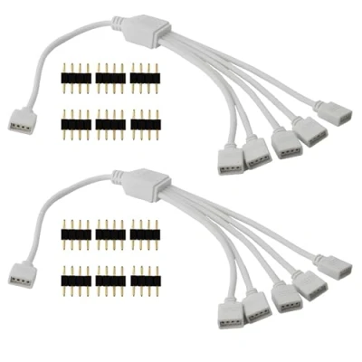 Afbeelding van CESFONJER 1 naar 5 LED verdeler connector kabel, 4 pins splitter, voor 4pin Strips SMD 5050 3528 2835 Strip Connector, accessoires (2 stuks/verpakking)