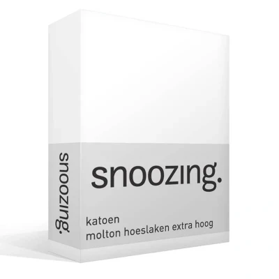 Afbeelding van Snoozing Katoen Molton Hoeslaken Tweepersoons Extra Hoog 140x200 cm Wit