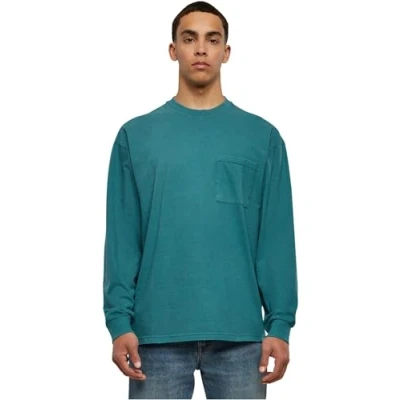 Afbeelding van Urban Classics Pigment DYED Longsleeve, Heren, Maat: Large, Teal