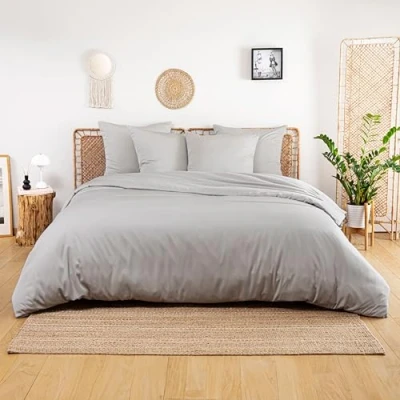 Afbeelding van Bamboe Dekbedovertrek 2 Persoons Eco Dekbedhoes 200cm bij Luxe Beddengoed Hypoallergeen Puur Rayon Ultra ademende Stof Grijs Bambaw