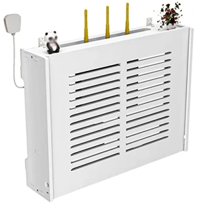 Afbeelding van cabinets Drijvende plank, wifi router opbergdozen, muur opknoping plug board opbergplank, houten doos kabel stroomdraad beugel (kleur: wit, maat: 47 x 11 36 cm)