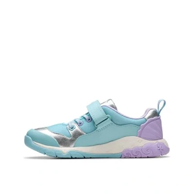 Afbeelding van Clarks Tidal Shell Sneakers laag voor kinderen, Maat: 32, Light blue Leer/ synthetisch