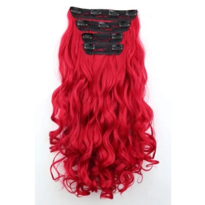Afbeelding van CAISHA XXL 4 Delige Set Clip In Extensions Haarverlenging Haarstukje Volumineus Golvend Rood CES308 1