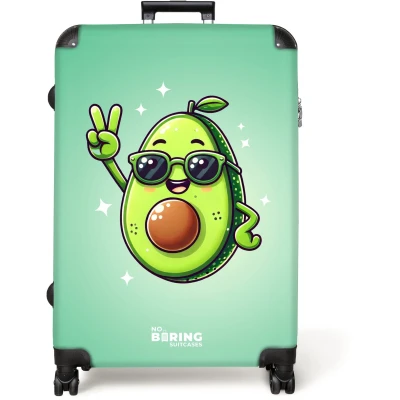 Afbeelding van NoBoringSuitcases.com® Koffer groot Reiskoffer lichtgewicht Avocado Cartoon Zonnebril Rolkoffer met 4 wielen Grote trolley XL 98 liter bagage
