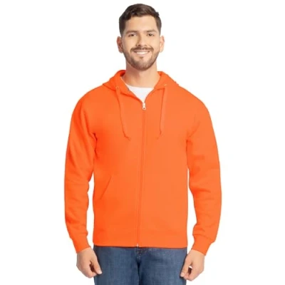 Afbeelding van Fruit of the Loom Men&#039;s Eversoft Fleece Hoodies (Regular &amp; Big Man), Full Zip Safety Orange, Medium
