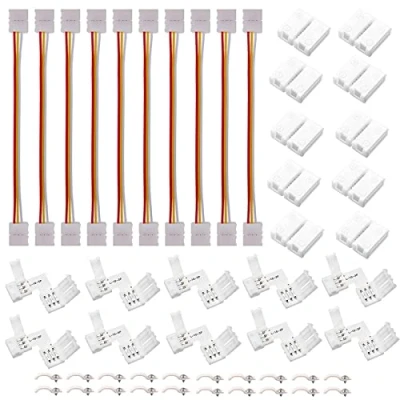 Afbeelding van Striscia LED RGB 3 polige stekkerset bevat 10 strisce jumper, A Forma di L aansluitingen, Senza gapless 20 clips per da mm 5050 WS2812 2811