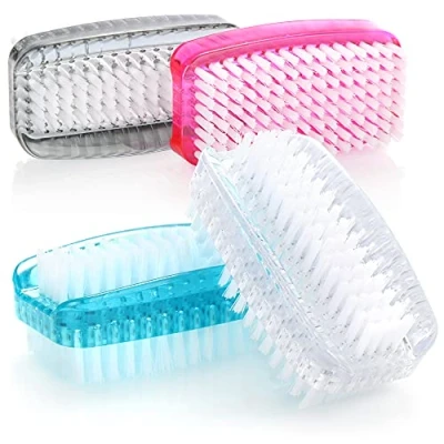 Afbeelding van COM FOUR® 4x Handborstel Kunststof nagelborstel dubbelzijdig Reinigingsborstel voor handen en vingernagels (4 stuks mix 1)