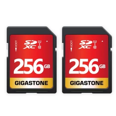 Afbeelding van Gigastone 256 GB SDXC geheugenkaart, pakket van 2 UHS I U1 Klasse 10 tot 80 MB/s voor Canon, Sony, Nikon, Olympus, PC, digitale camera&#039;s