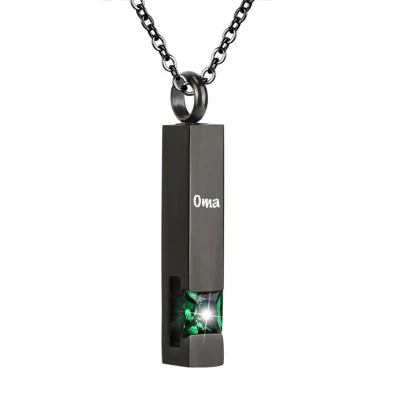 Afbeelding van Luxe Ashanger Met Ketting En Gravering Oma Assieraad Zwart Gele Steen As Gedenksieraad Urn Incl. vuller