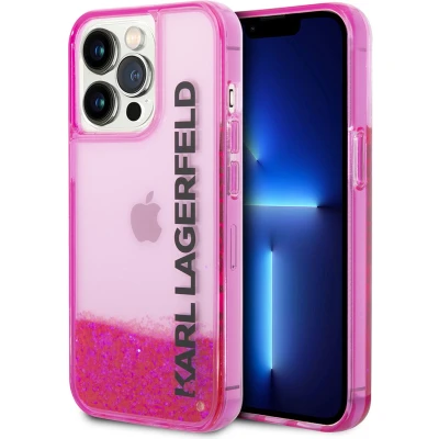 Afbeelding van iPhone 14 Pro Backcase hoesje Karl Lagerfeld Effen Roze Silicone