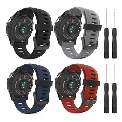 Afbeelding van MoKo Watch Band Compatible with Fenix 3/Fenix 3 HR/Fenix 5X/5X Plus/D2 Delta PX/D2 Charlie/Tactix Charlie/Descent Mk1/Quatix 3, [4PACK] Soft Silicone Replacement Strap Multi Color A