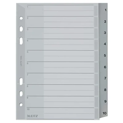 Afbeelding van Leitz 1285 Tabbladen (cijfers, plastic, 1 10, 10 vellen, DIN A5, 16,5 mm x 21,0mm)