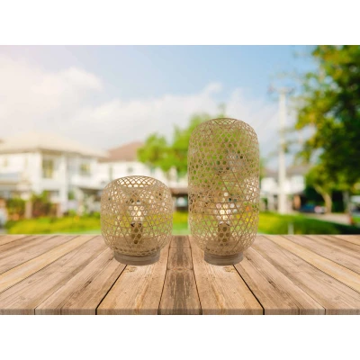 Afbeelding van Globo tafellamp Mirena naturel bamboe 22 cm E27 fitting 15367T1