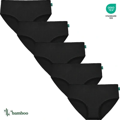 Afbeelding van Dames Mini Slip Zwart 5 Pack Maat XXL/3XL Bamboe Viscose Ondergoed
