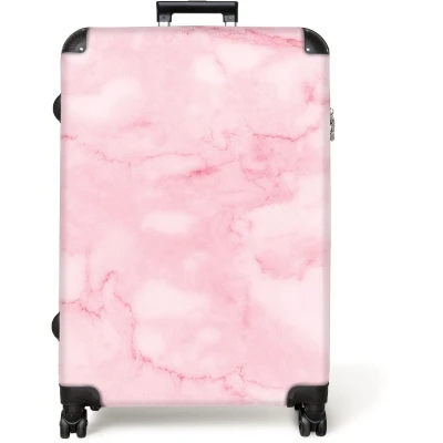 Afbeelding van NoBoringSuitcases.com® Koffer groot Reiskoffer lichtgewicht Marmer Roze Chic Marmerlook Rolkoffer met 4 wielen Grote trolley XL 98 liter bagage