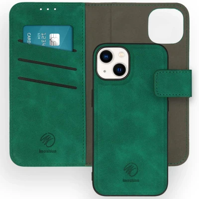 Afbeelding van Apple iPhone 14 Hoesje Kunstleder iMoshion Bookcase/2 in 1 Case Donkergroen Telefoonhoesje