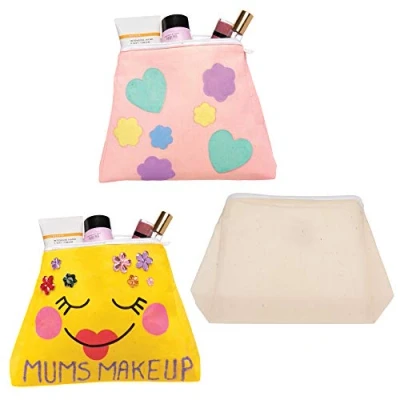 Afbeelding van Baker Ross AT411 Stoffen toilettas om zelf vorm te geven (3 stuks) kleine cadeaus voor kinderen knutselen en versieren in de lente