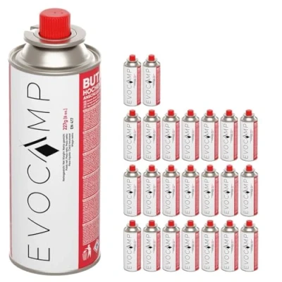 Afbeelding van EVOCAMP 24 stuks butaangas patronen 227g geschikt voor Campingfornuis, Gaskachel of Onkruidbrander, Camping gas patroon type MSF 1a, Universeel en BBQ