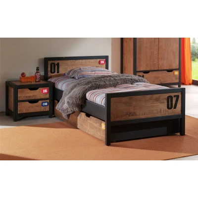 Afbeelding van LUCEVI Alex bed + Nachtkastje Rolbed 2 Deurs Kleerkast Bruin 90x200 cm