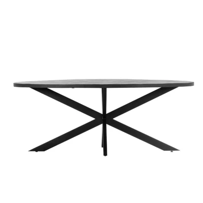 Afbeelding van Giga Meubel Eettafel Ovaal Zwart Mangohout Visgraat Max