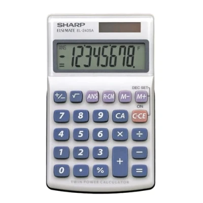 Afbeelding van Calculator Sharp EL240SAB grijs blauw pocket per 40