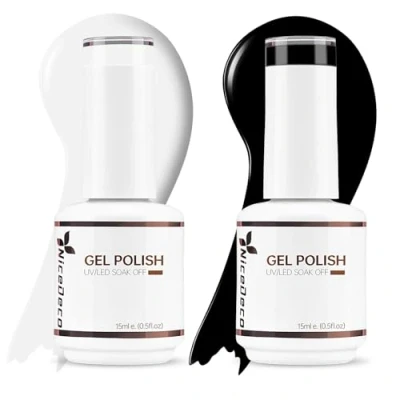 Afbeelding van Nicedeco Gel Nagellak Set Semi permanent Gellak UV LED Soak Off Zwart Wit Duo Kleuren 2 x 15ML Gift