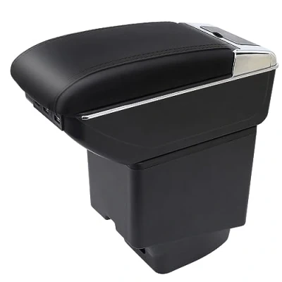 Afbeelding van Voor Captur Kaptur 2014 2018 Armsteun Box Consoles Opslag met Bekerhouder (a, Dubbele laag USB all zwart) …