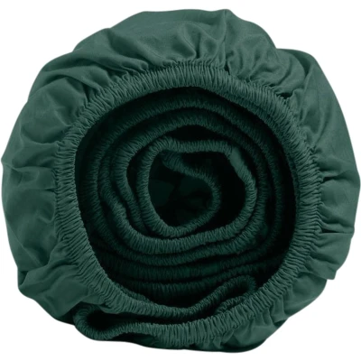 Afbeelding van Hoeslaken Yumeko Forest Green (Percal) 180 x 200 cm