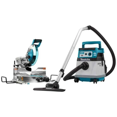 Afbeelding van Makita DLX2379UX1 2x18 V aws Combiset voor afkorten (260mm) en stofzuigen in doos, met zender