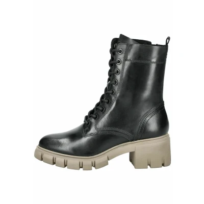 Afbeelding van Tamaris Enkellaarsjes met plateauzool Black comb, Dames, Maat: 36, comb Leer en textiel