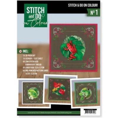 Afbeelding van Nr. 001 Stitch and Do On Colour Amy Design Friendly Frogs