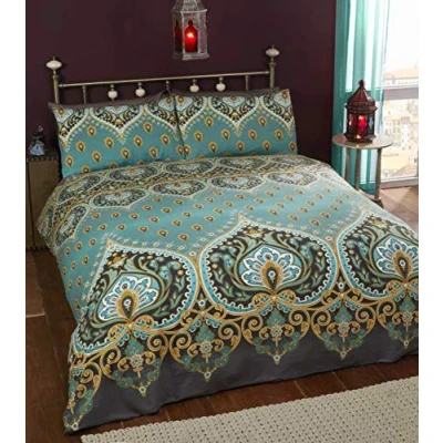 Afbeelding van Rapport Emerald Indian Design Dekbedovertrek en 1 kussensloop Bed Set, Polyester katoen, Single