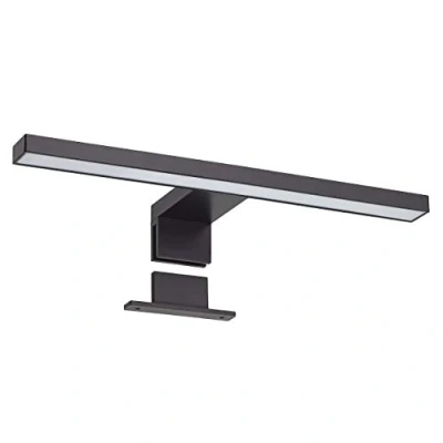 Afbeelding van Oktaplex Lighting LED spiegellamp Java 5W IP44 zwart, kast lamp klem 3000K warm wit, 320Lm 30cm badkamerlamp